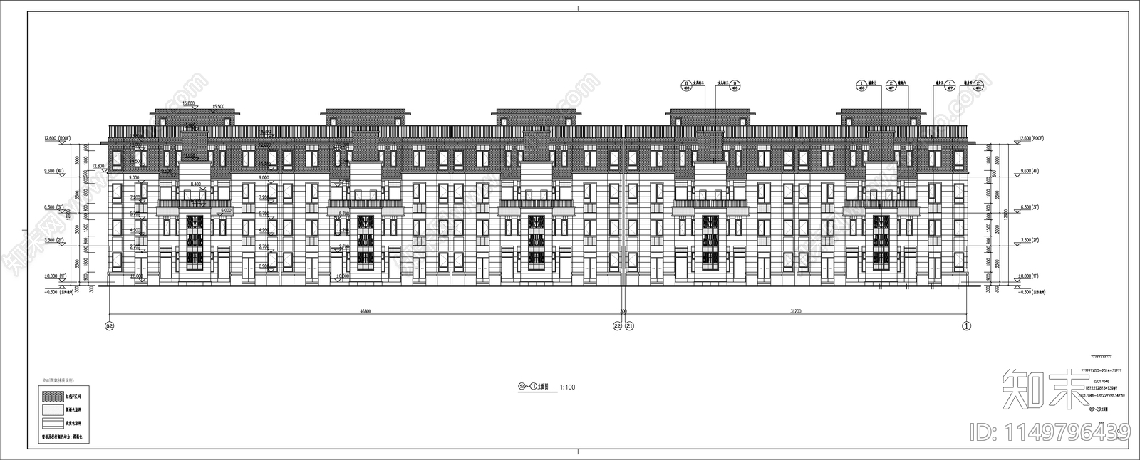 新中式多层联排住宅cad施工图下载【ID:1149796439】