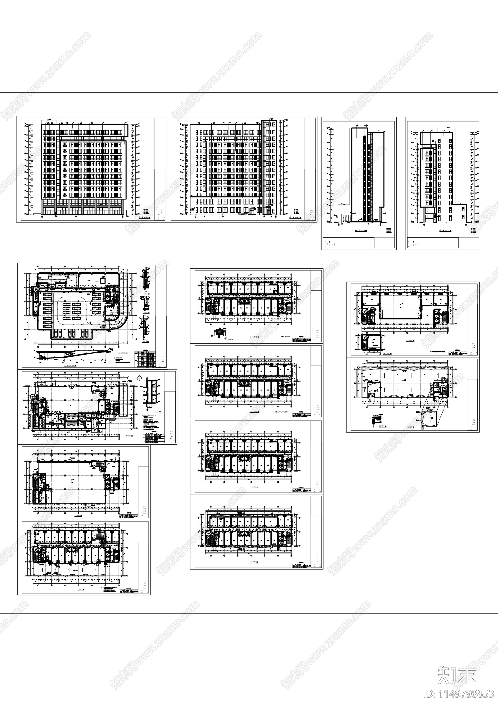 现代风格村委集资筹建办公楼建筑cad施工图下载【ID:1149798853】