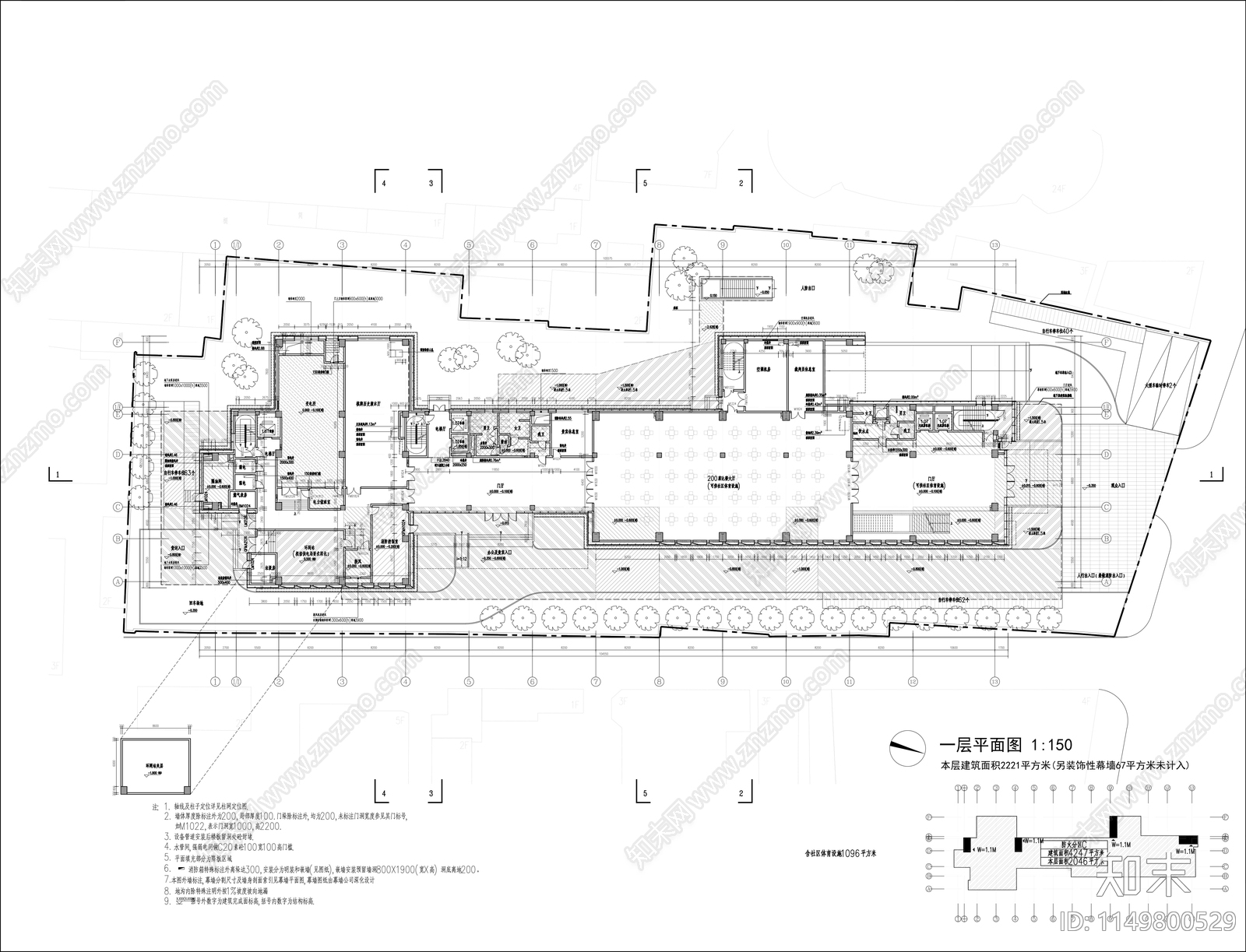棋院平面布置图施工图下载【ID:1149800529】
