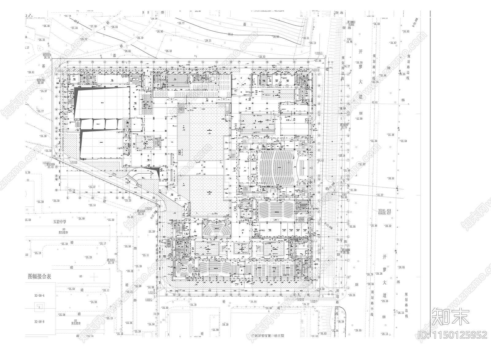 广州黄埔区委党校新校区建筑cad施工图下载【ID:1150125952】