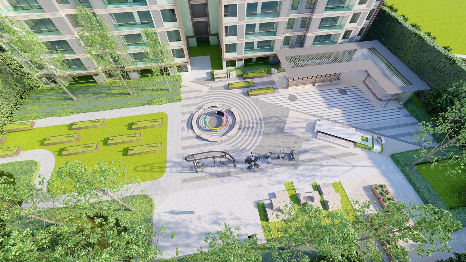 现代住宅景观SU模型下载【ID:1149804033】