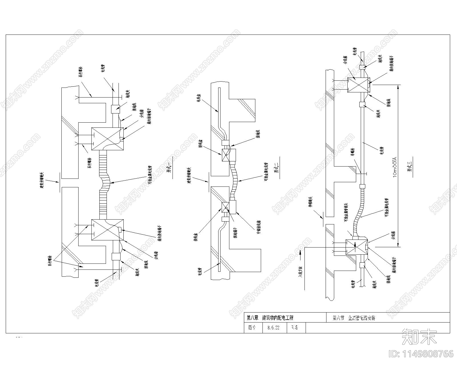 金属线建筑电气节点cad施工图下载【ID:1149808766】