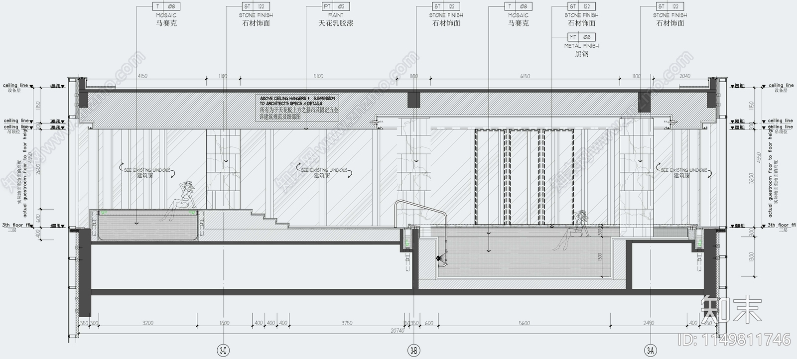 酒店室内泳池节点大样图cad施工图下载【ID:1149811746】
