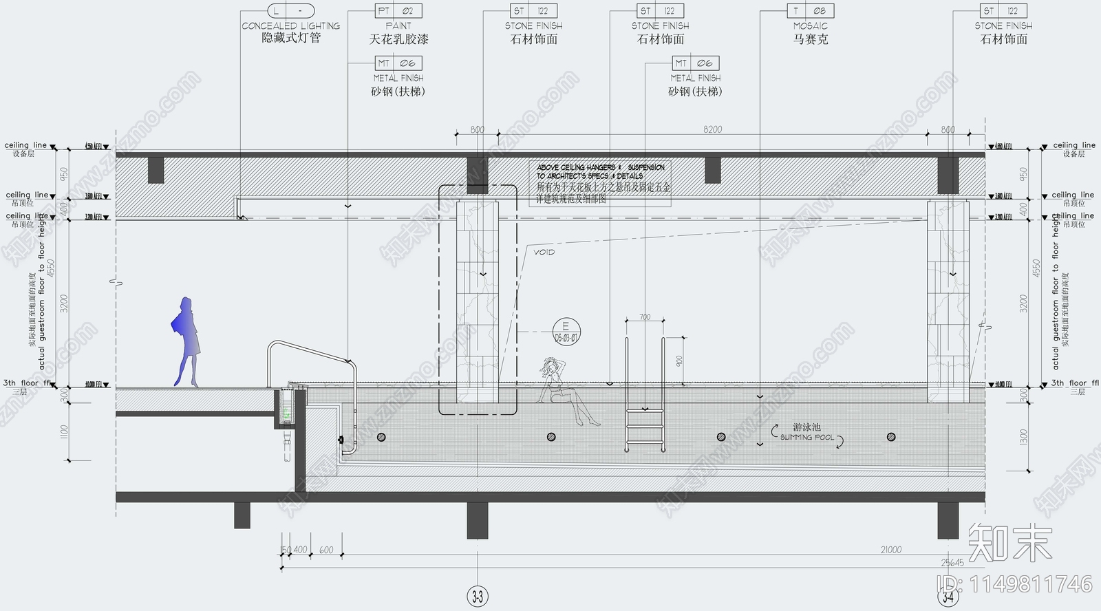 酒店室内泳池节点大样图cad施工图下载【ID:1149811746】