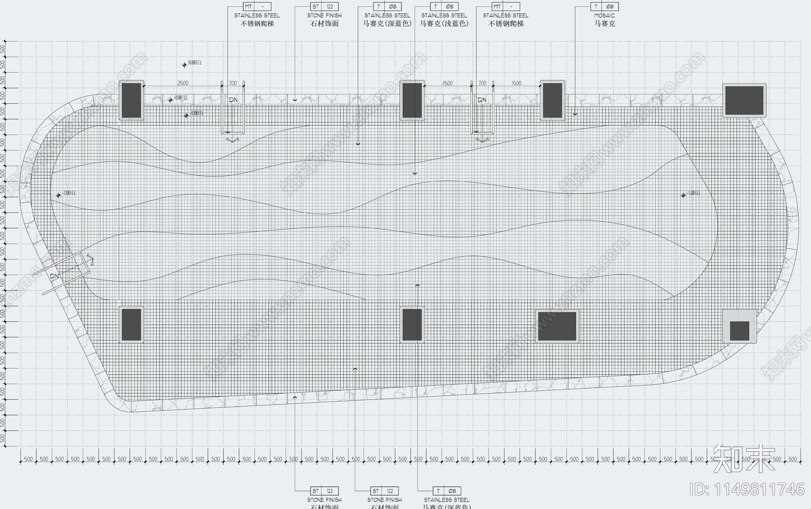 酒店室内泳池节点大样图施工图下载【ID:1149811746】