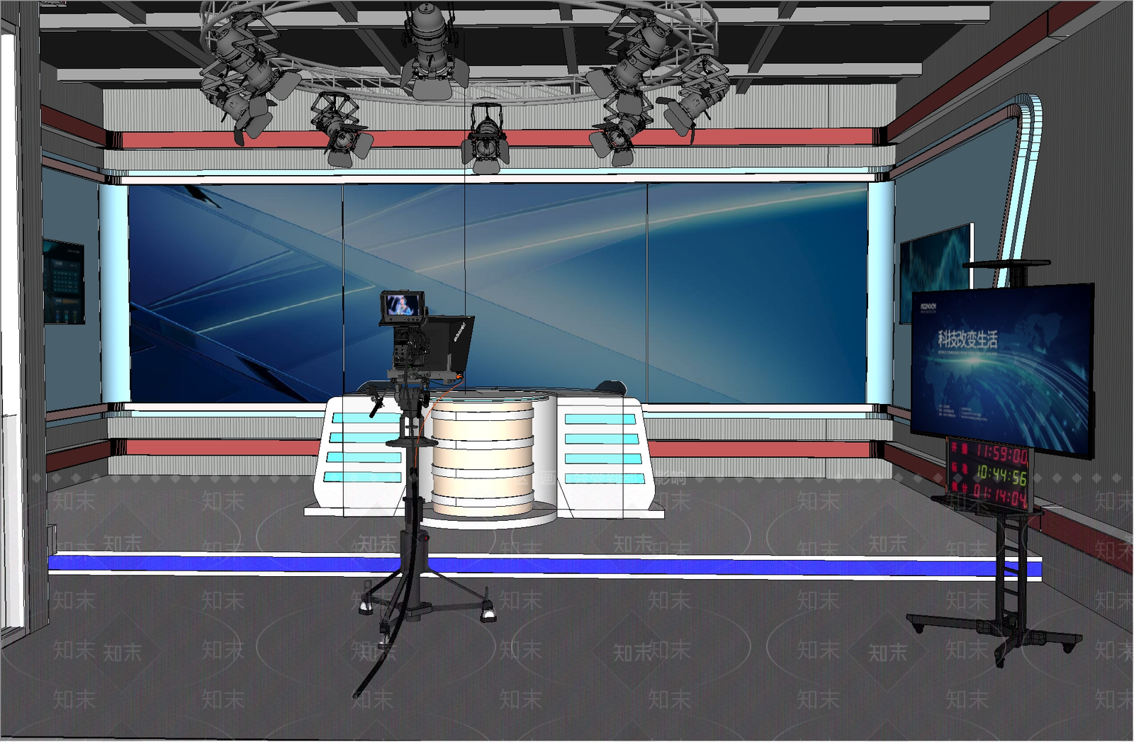 现代演播室SU模型下载【ID:1149812369】