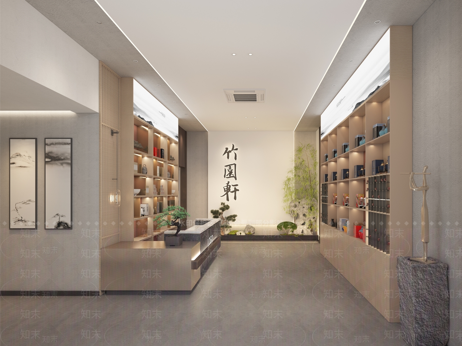 新中式餐厅大堂前台3D模型下载【ID:1149812229】