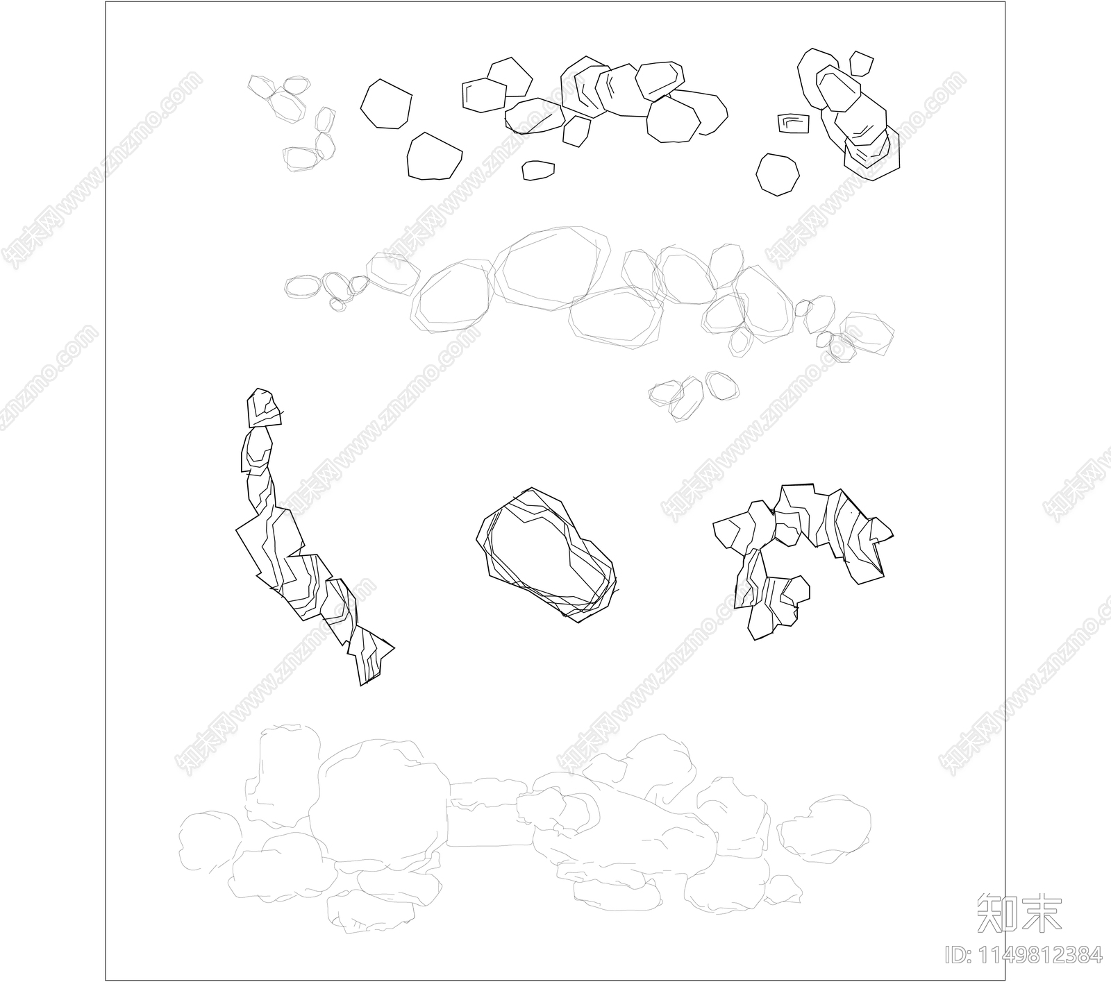 景观假山石景图库cad施工图下载【ID:1149812384】