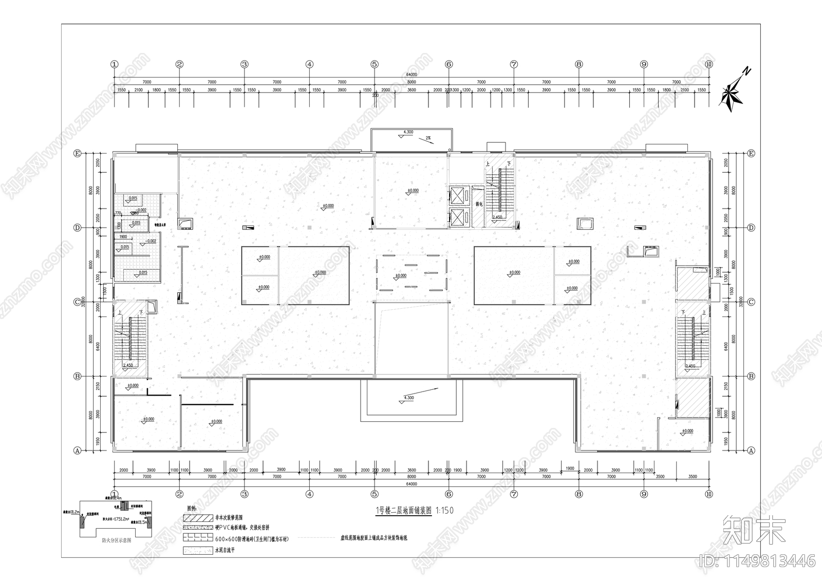 综合园区办公室装修cad施工图下载【ID:1149813446】