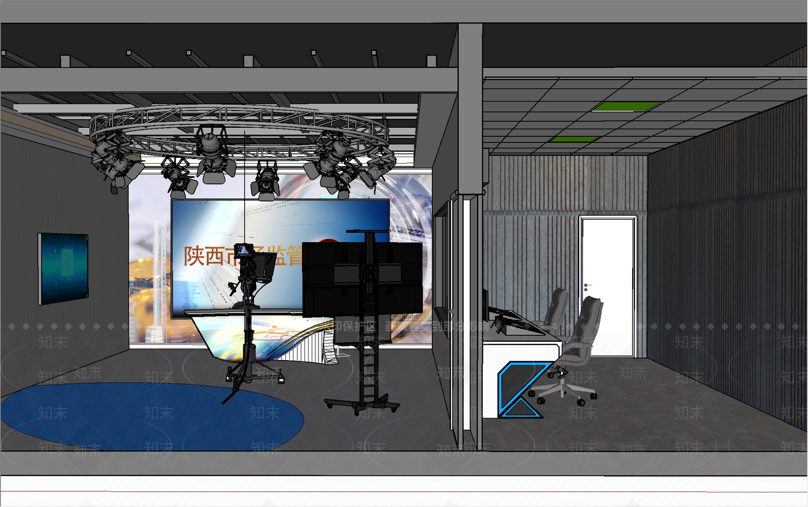 现代演播室SU模型下载【ID:1149813828】