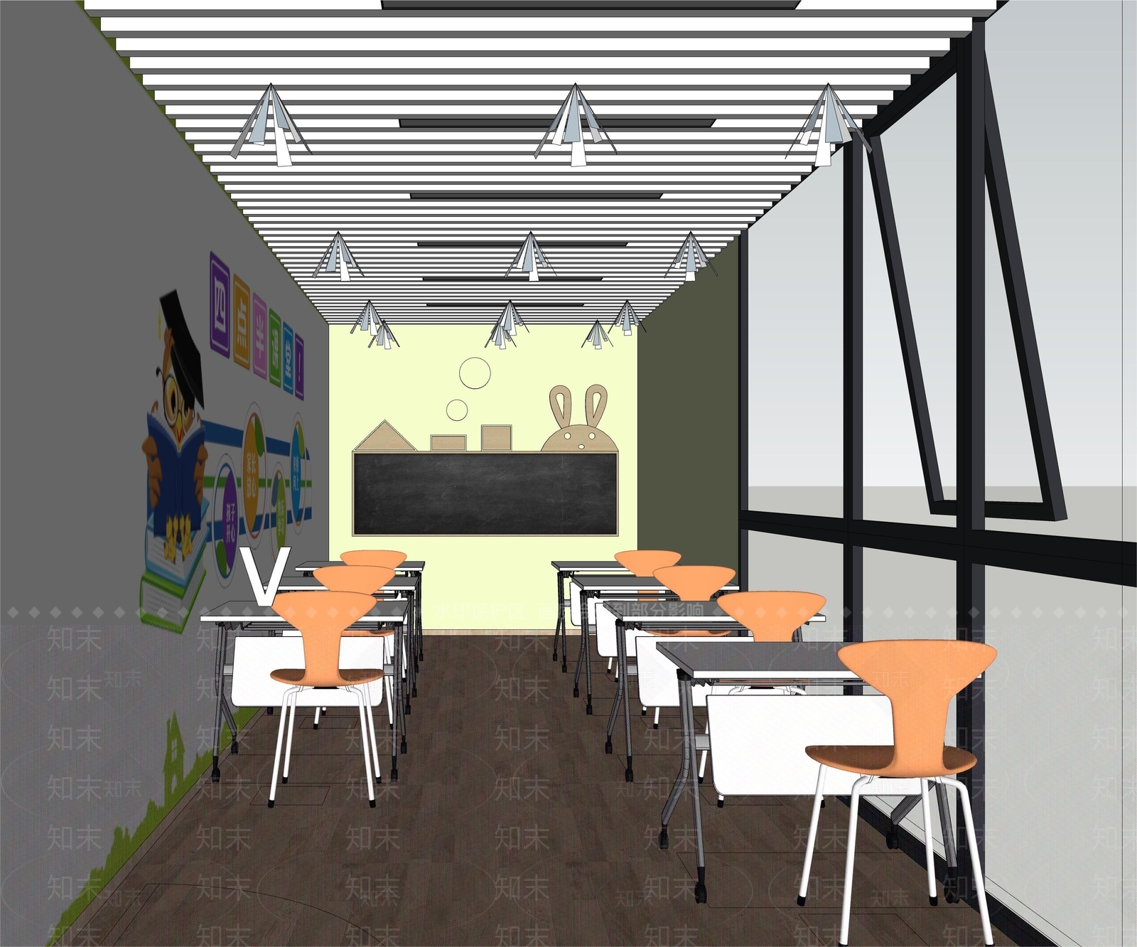 现代学校教室SU模型下载【ID:1149815894】