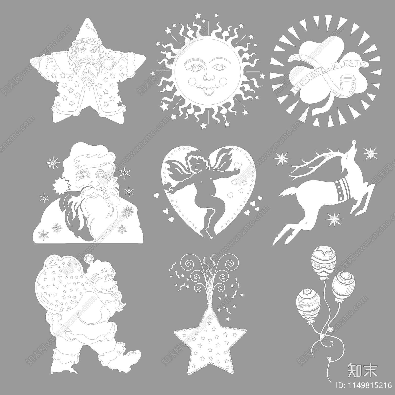 圣诞雕花图案施工图下载【ID:1149815216】