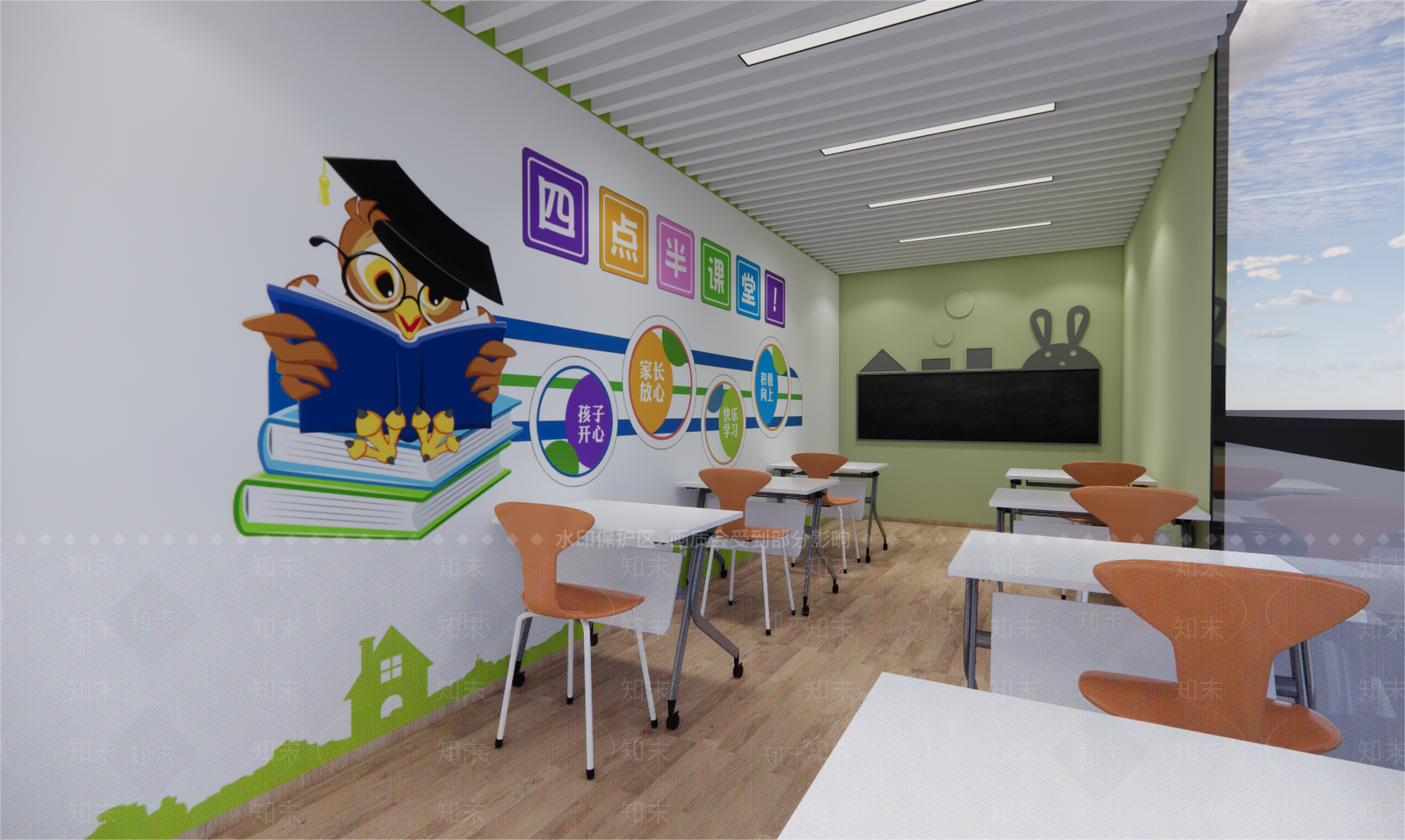 现代学校教室SU模型下载【ID:1149815894】