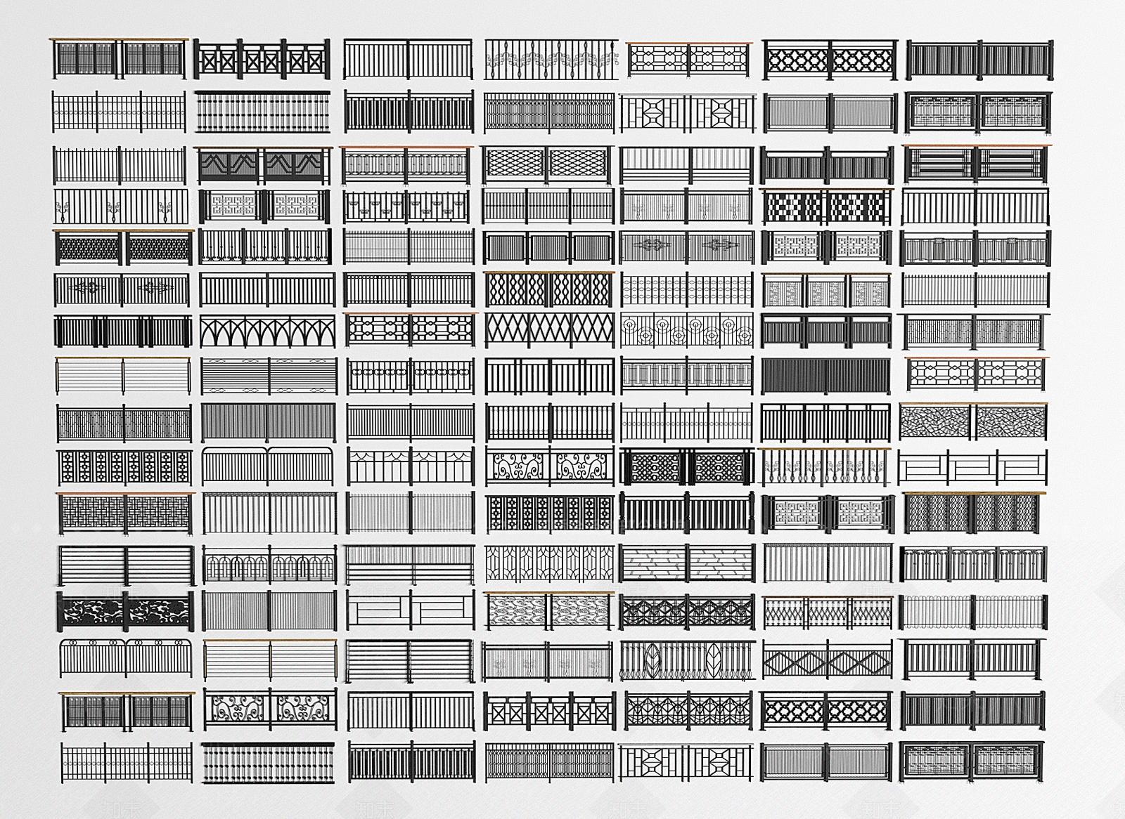 现代铁艺栏杆SU模型下载【ID:1149815707】