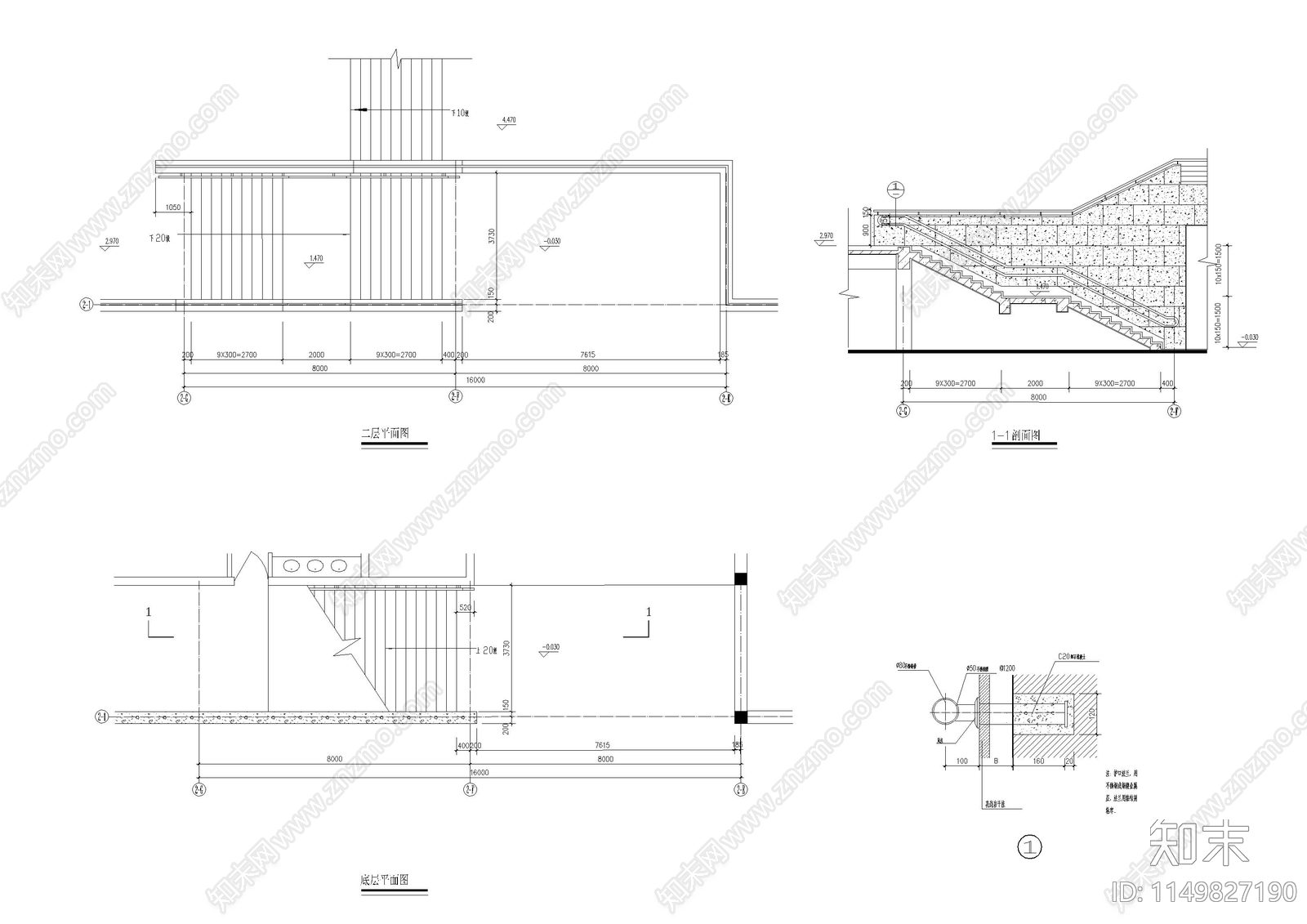 各种户外台阶节点cad施工图下载【ID:1149827190】