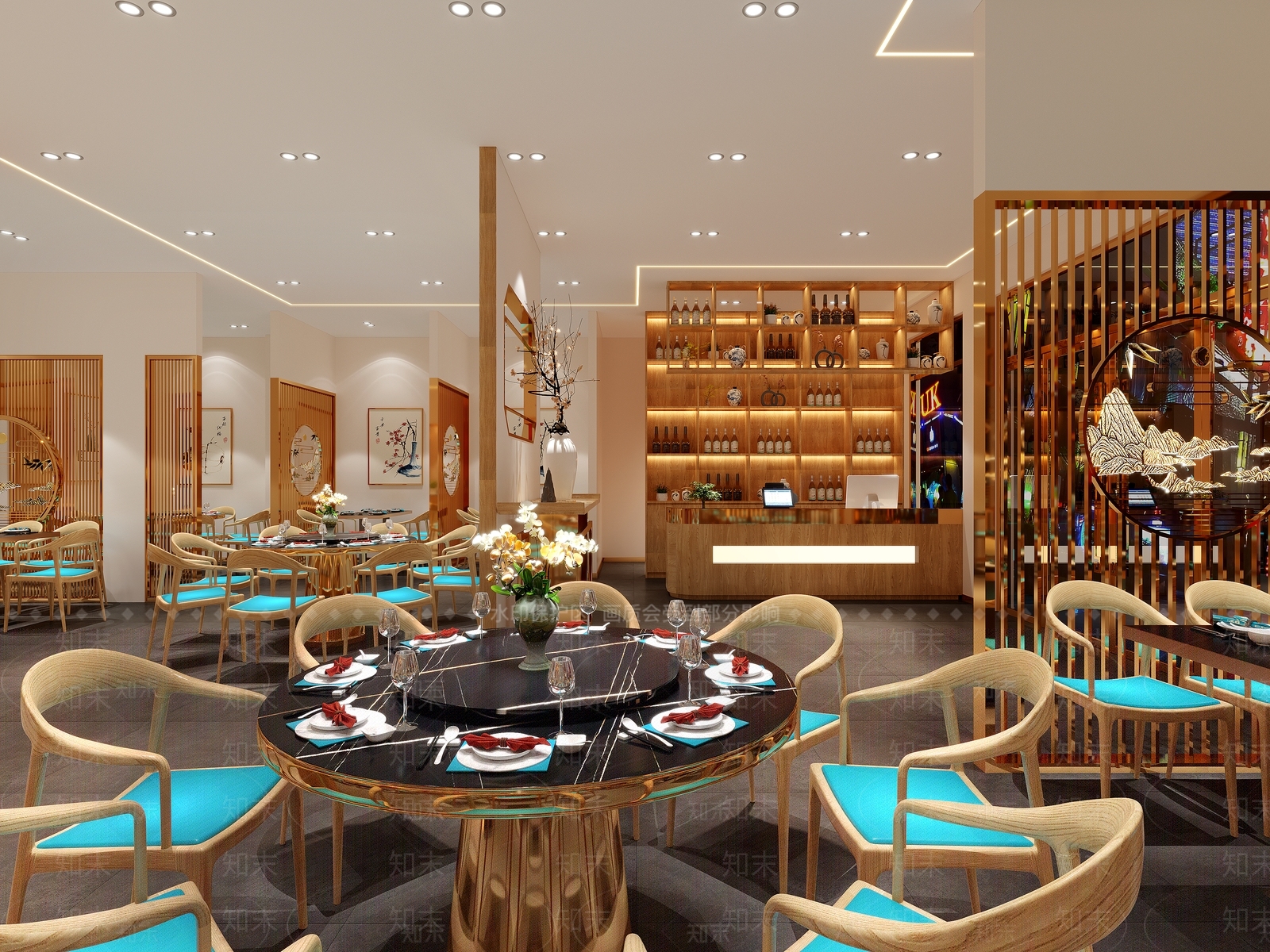 新中式火锅店3D模型下载【ID:1149830504】