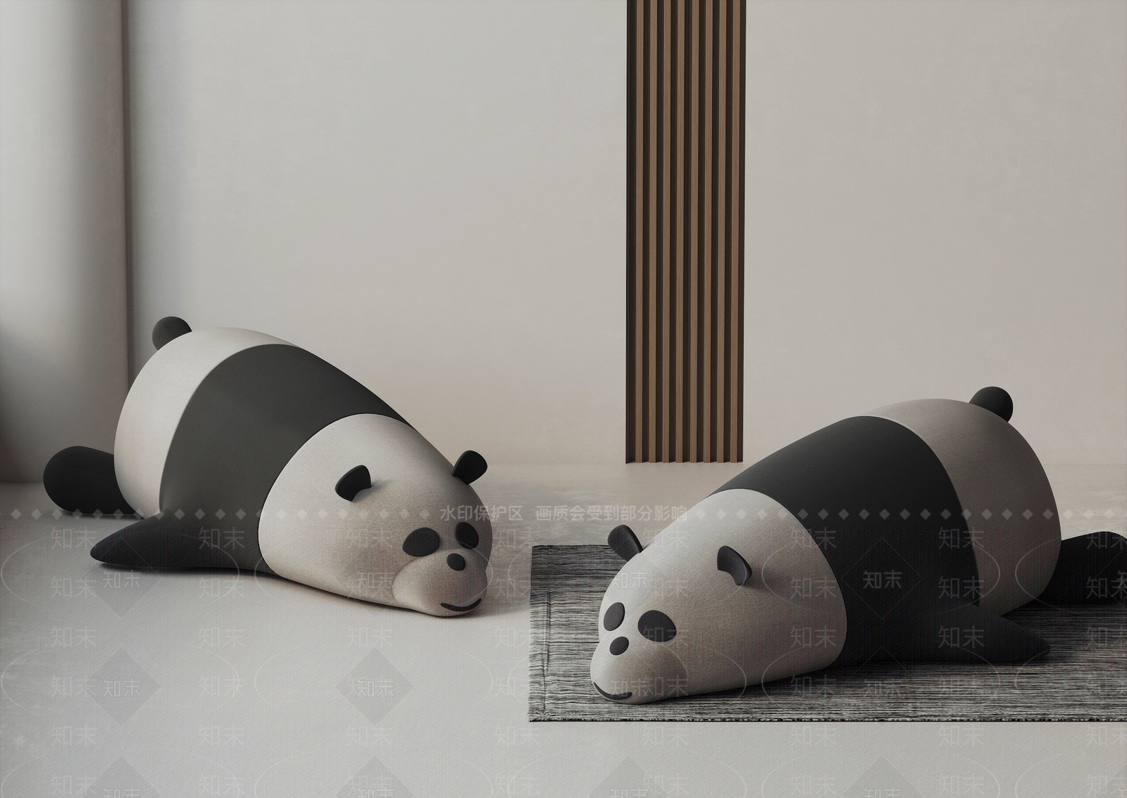 现代熊猫靠枕SU模型下载【ID:1149831411】