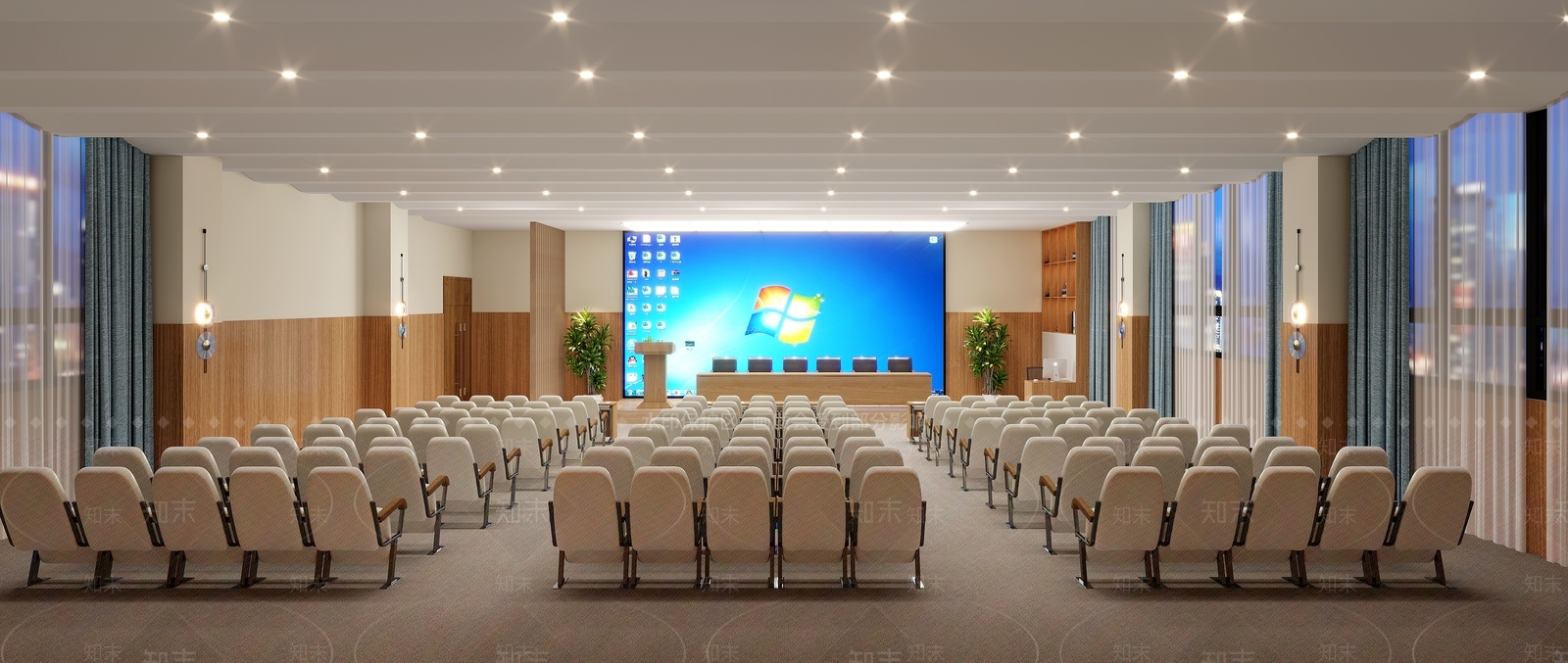 现代原木报告厅3D模型下载【ID:1149831888】