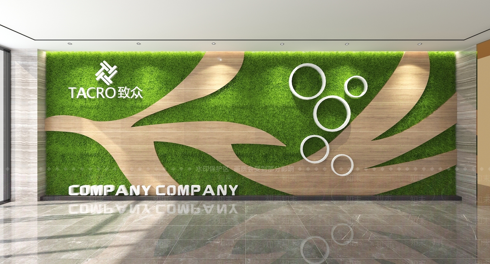 现代公司绿植造型背景墙3D模型下载【ID:1149841240】