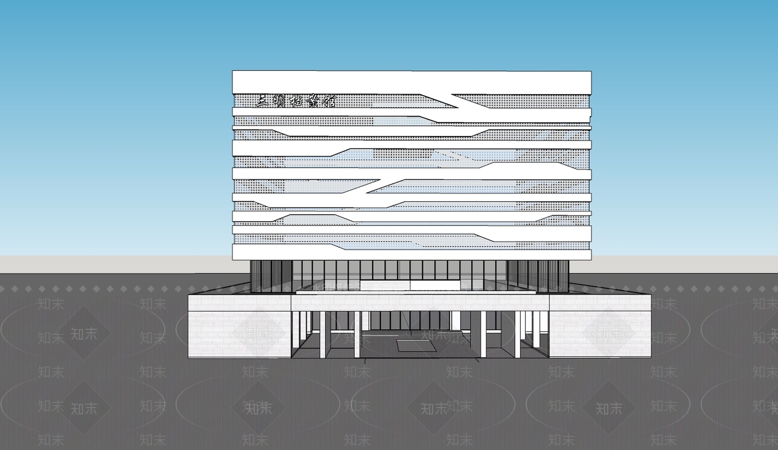 现代展览馆SU模型下载【ID:1149843595】