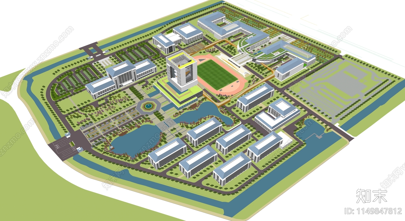 现代大学院校景观SU模型下载【ID:1149847812】