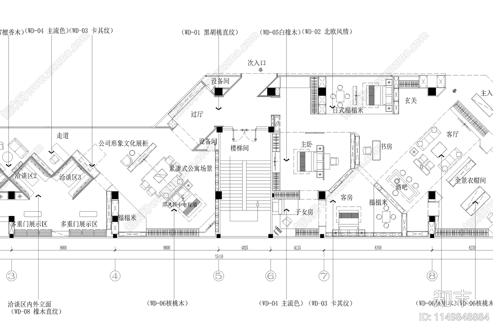 高定衣柜专卖店室内cad施工图下载【ID:1149848884】