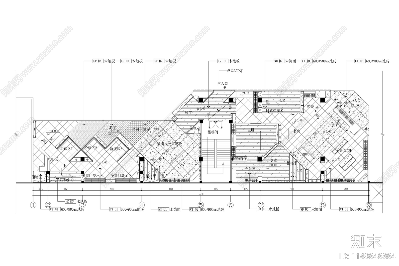 高定衣柜专卖店室内cad施工图下载【ID:1149848884】