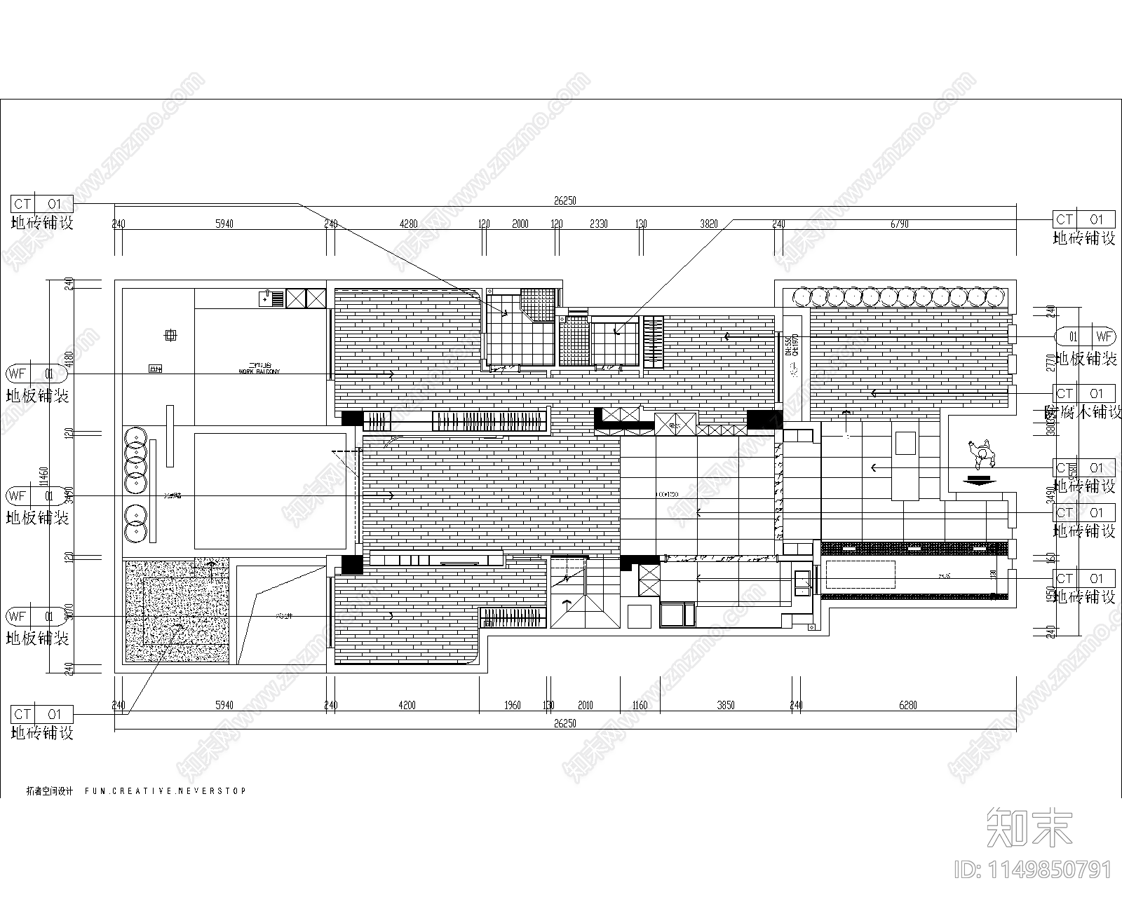 大平层室内cad施工图下载【ID:1149850791】