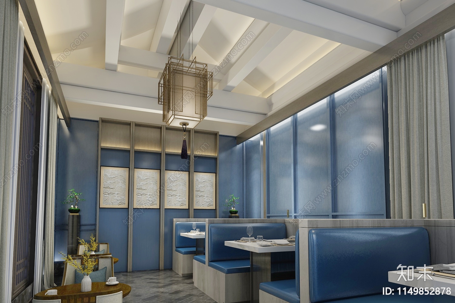 新中式西餐厅3D模型下载【ID:1149852878】