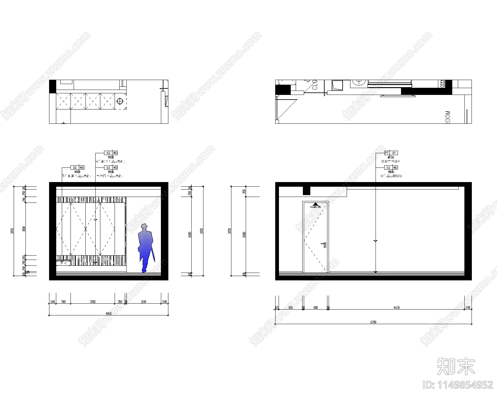 平层室内cad施工图下载【ID:1149854952】