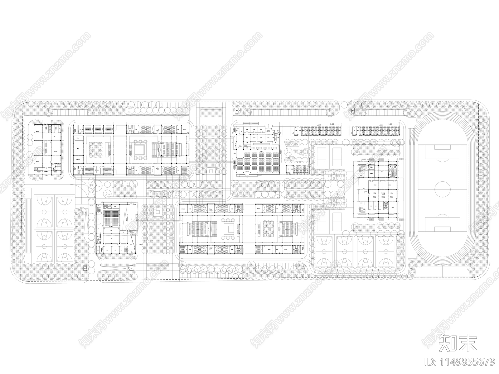 无锡惠山城铁站区配套学校建筑cad施工图下载【ID:1149855679】