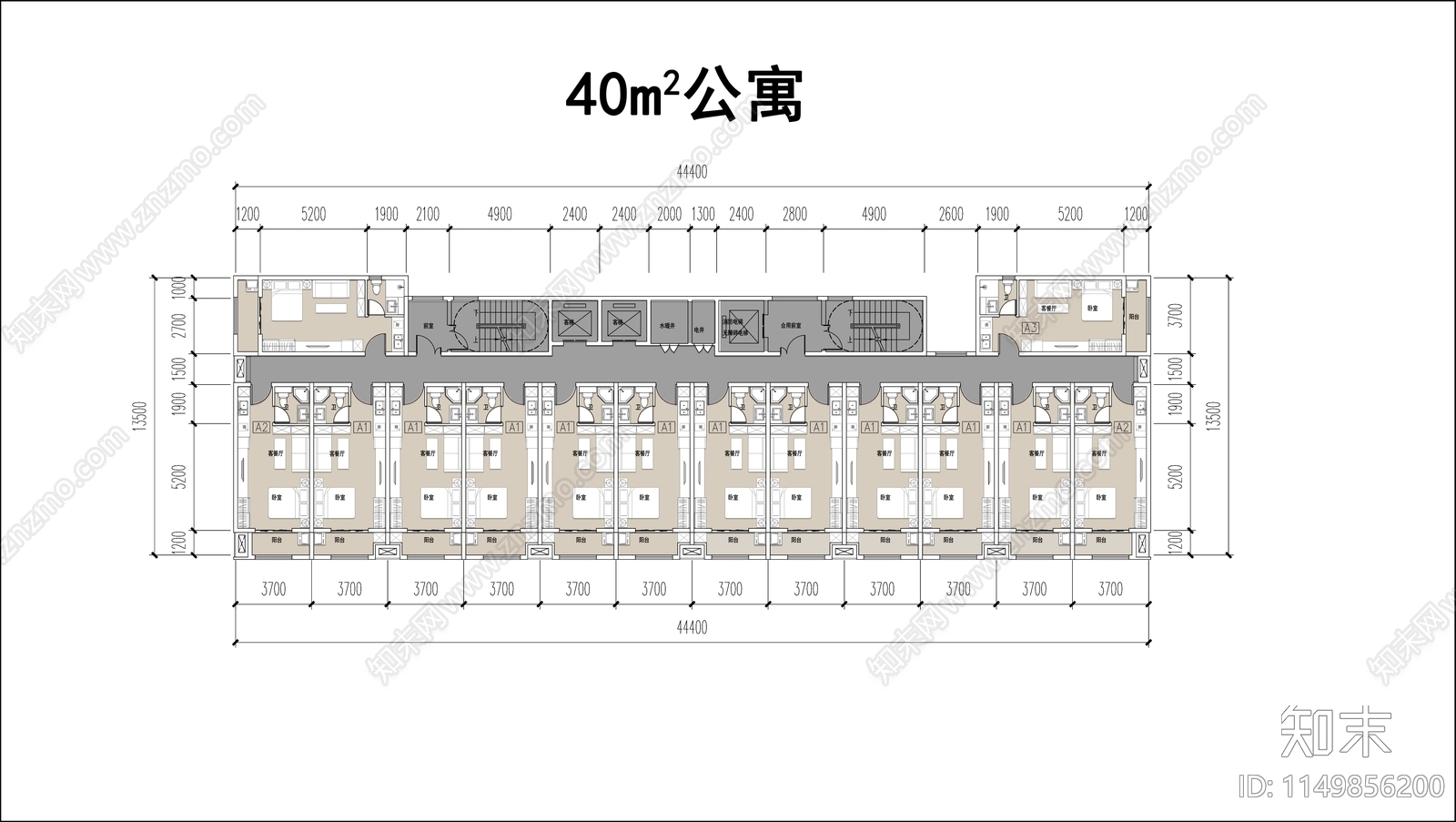 公寓建筑平面图施工图下载【ID:1149856200】