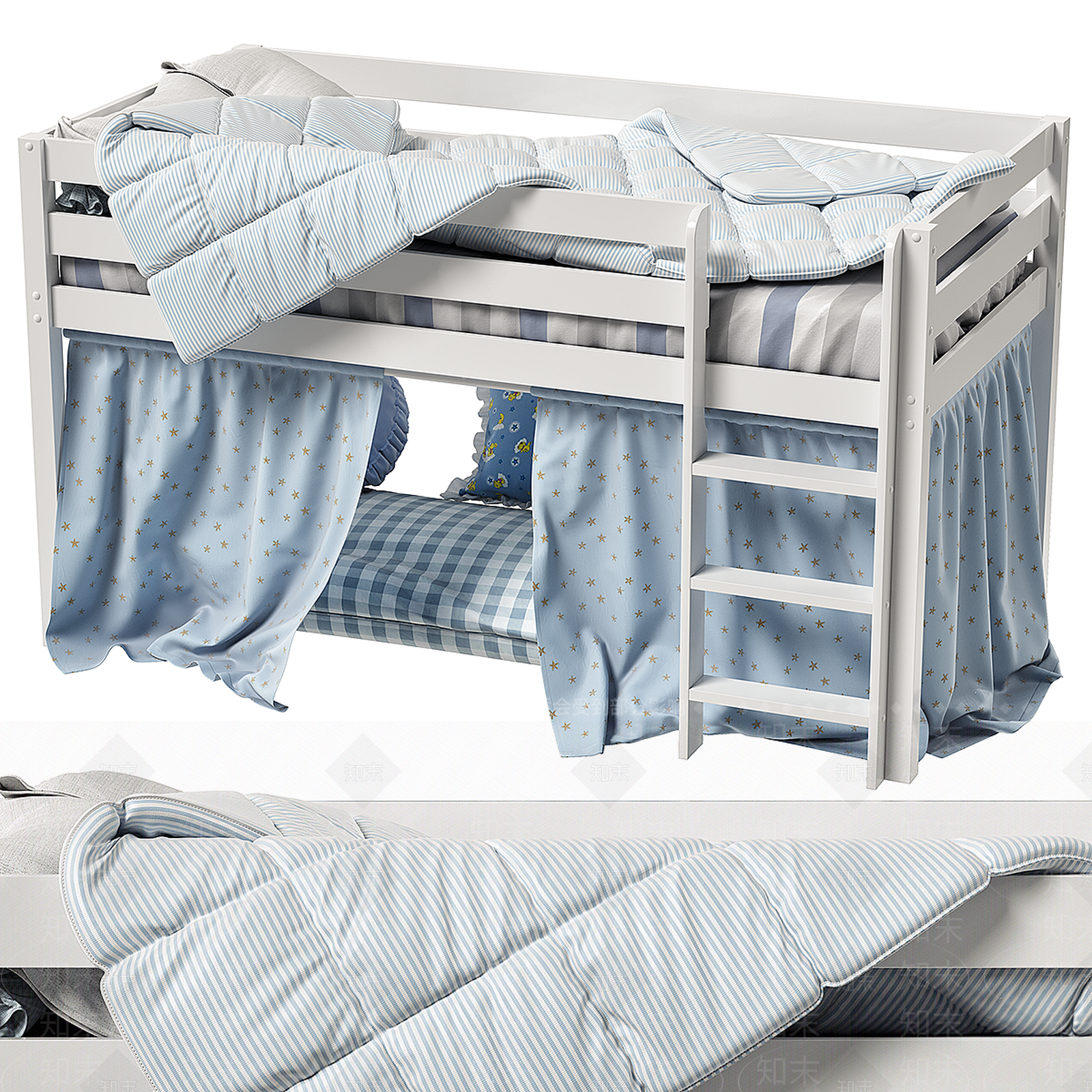 现代儿童双层床SU模型下载【ID:1149857371】