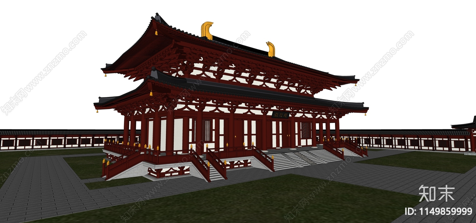 中式寺庙建筑SU模型下载【ID:1149859999】