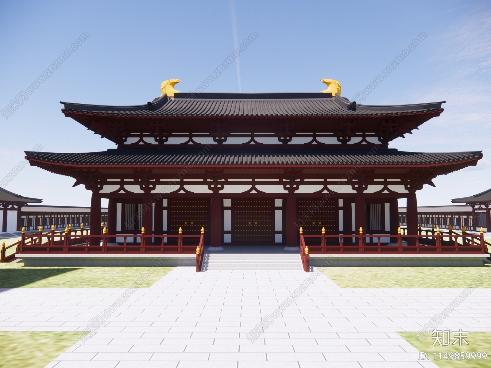 中式寺庙建筑SU模型下载【ID:1149859999】