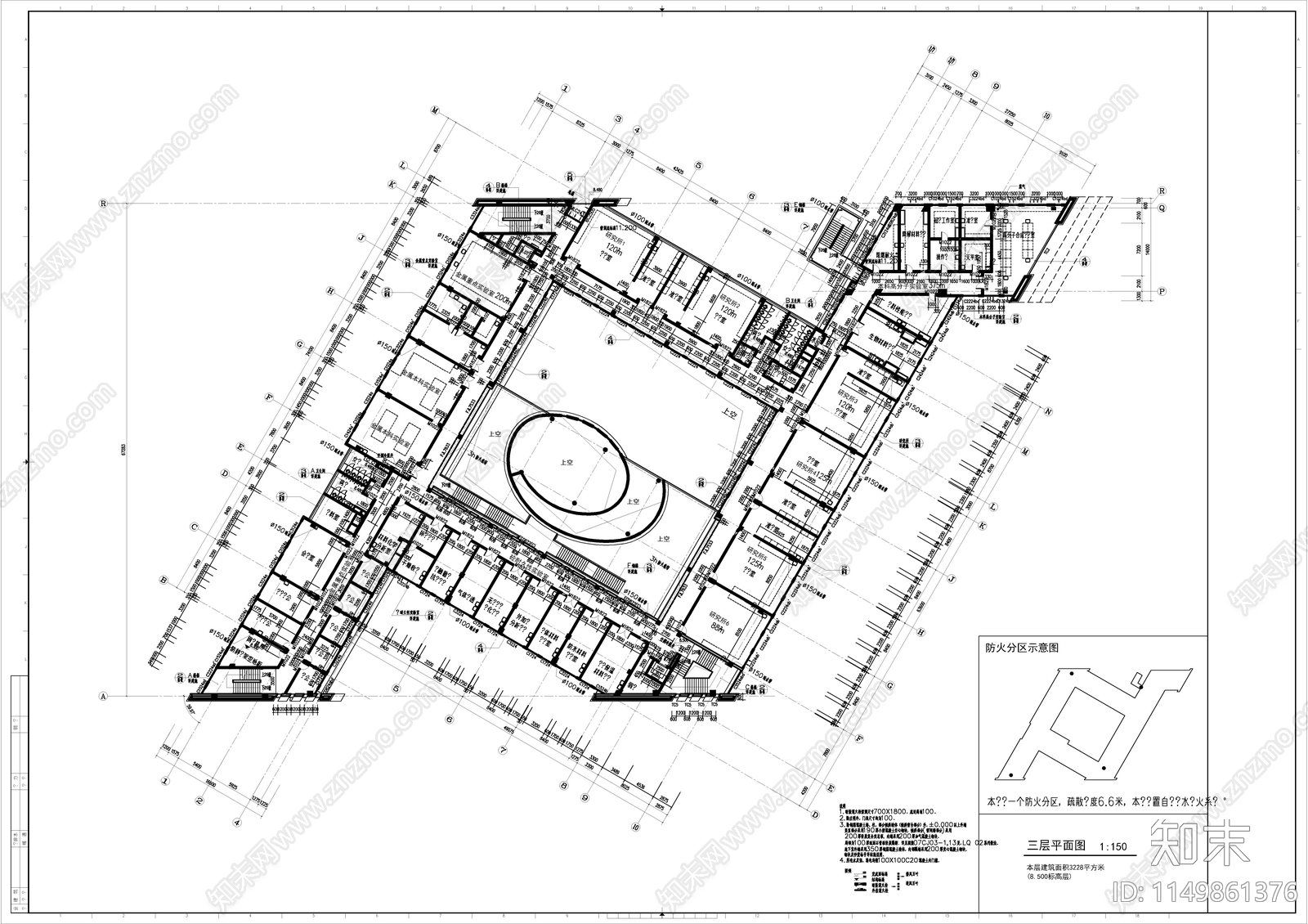 大学教学楼建筑cad施工图下载【ID:1149861376】