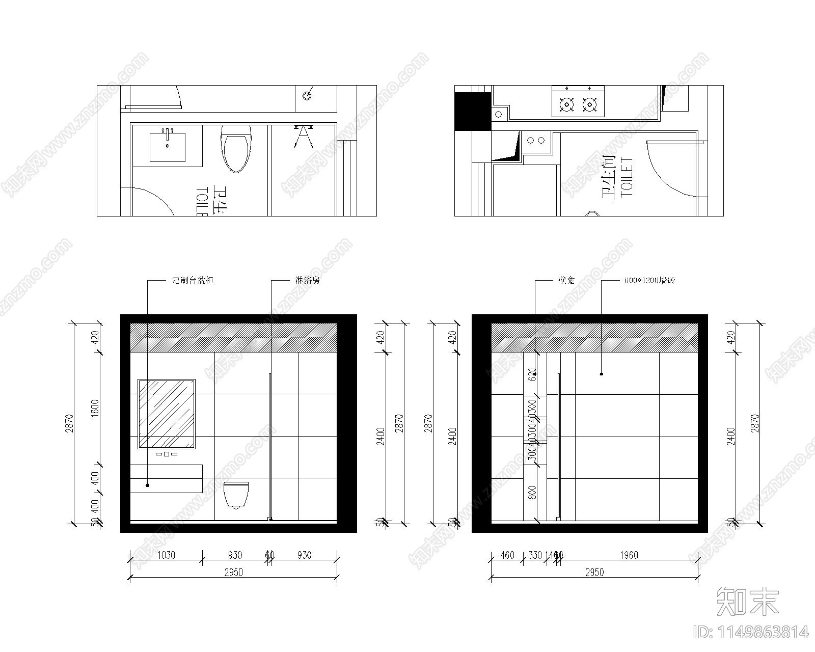 平层室内cad施工图下载【ID:1149863814】