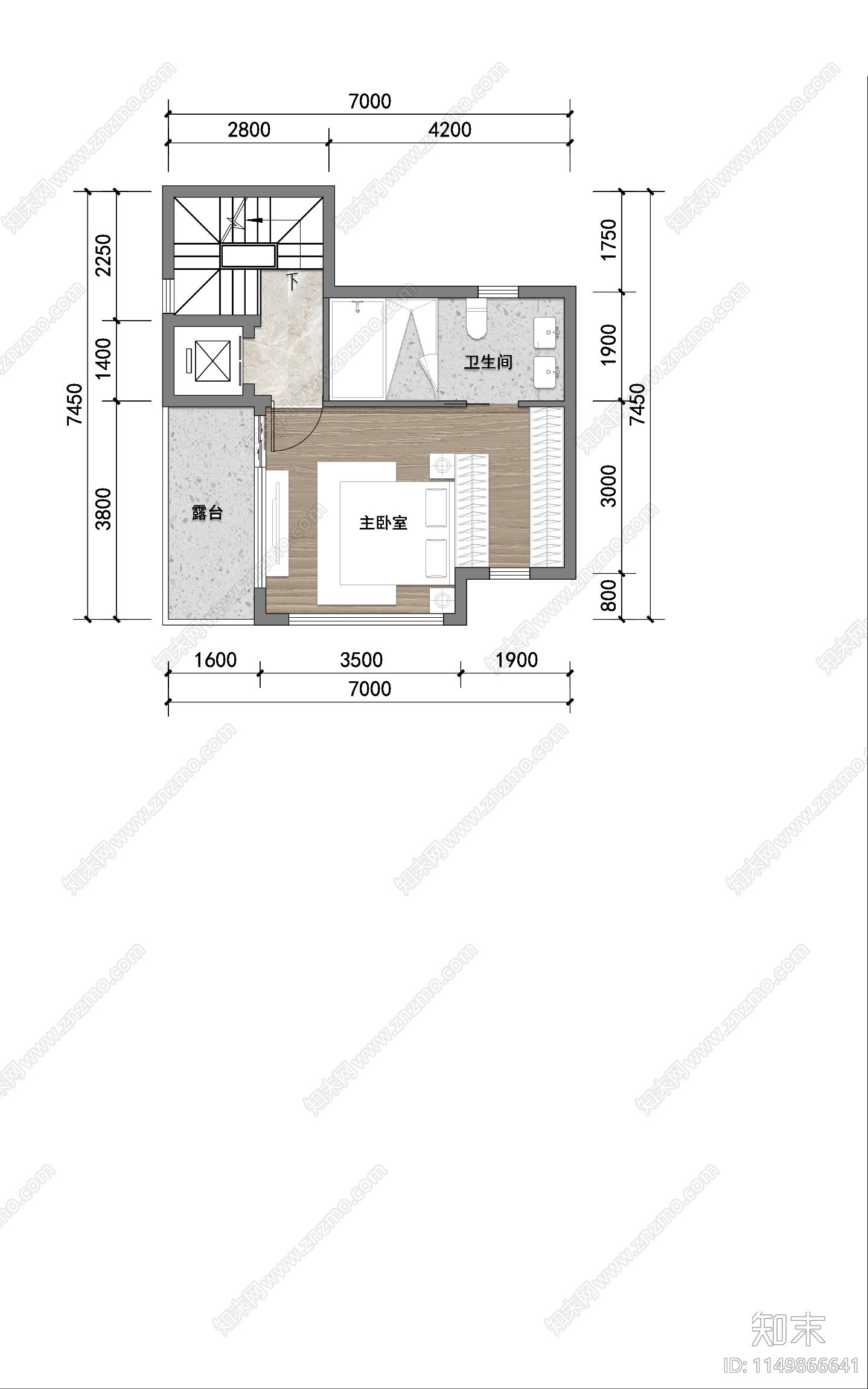 130平三层别墅平面cad施工图下载【ID:1149866641】