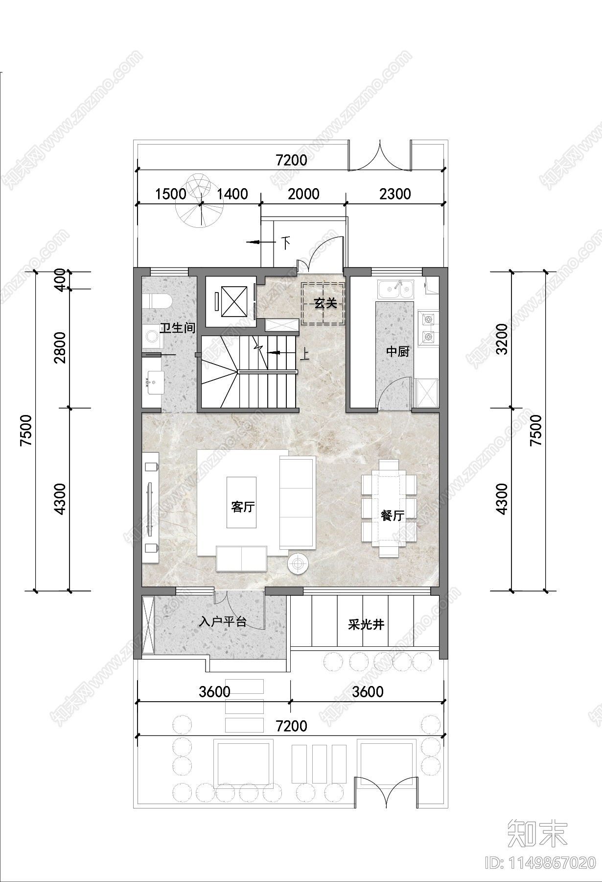 147平三层别墅室内平面cad施工图下载【ID:1149867020】