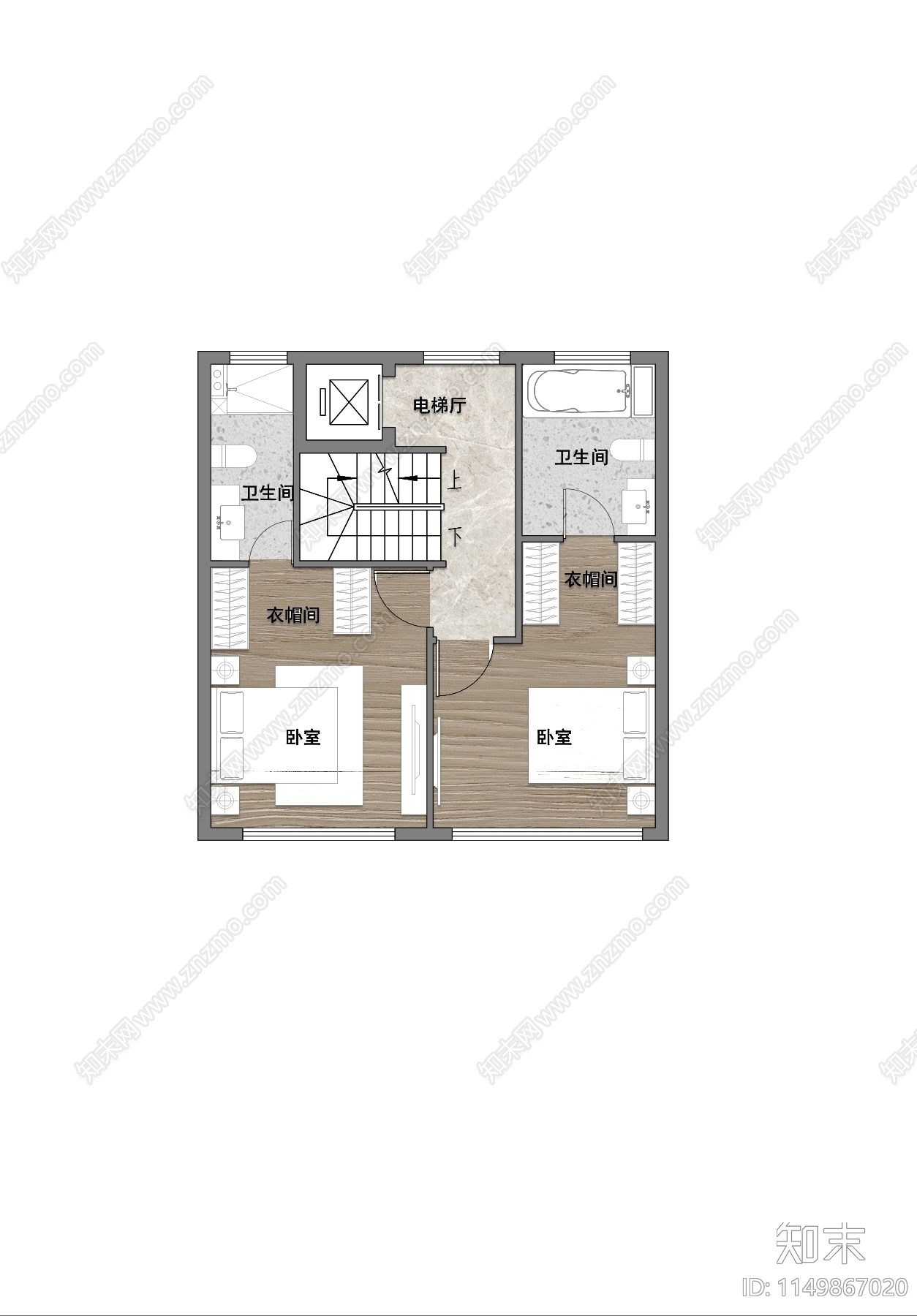 147平三层别墅室内平面cad施工图下载【ID:1149867020】