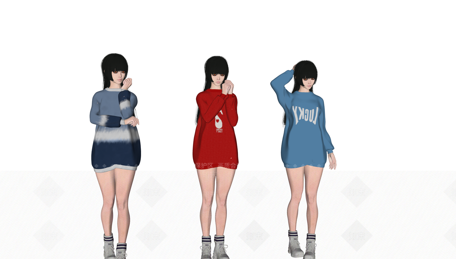 休闲装可爱少女SU模型下载【ID:1149868073】
