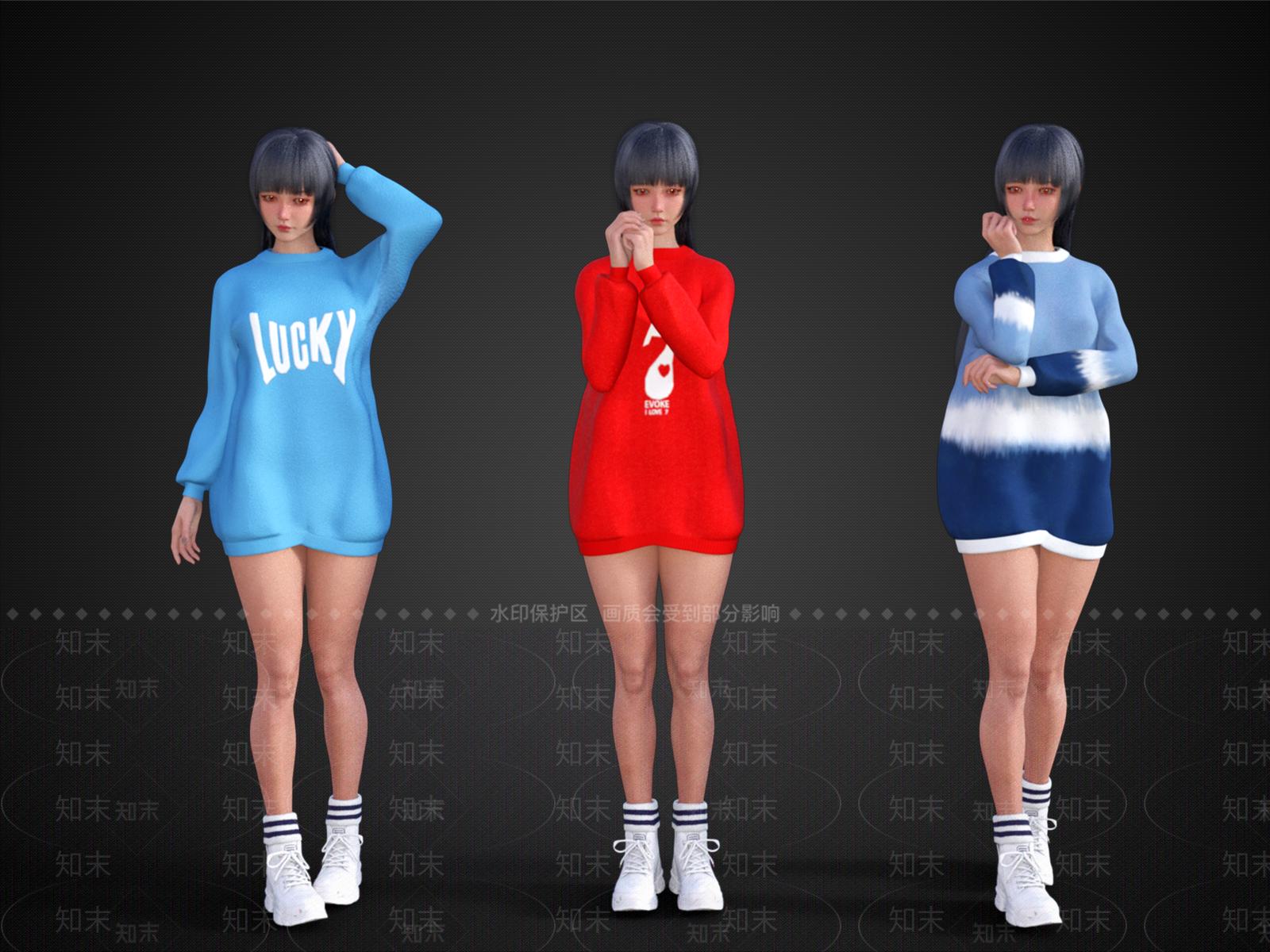 休闲装可爱少女SU模型下载【ID:1149868073】