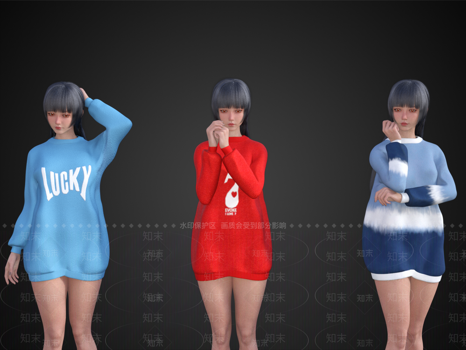 休闲装可爱少女SU模型下载【ID:1149868073】