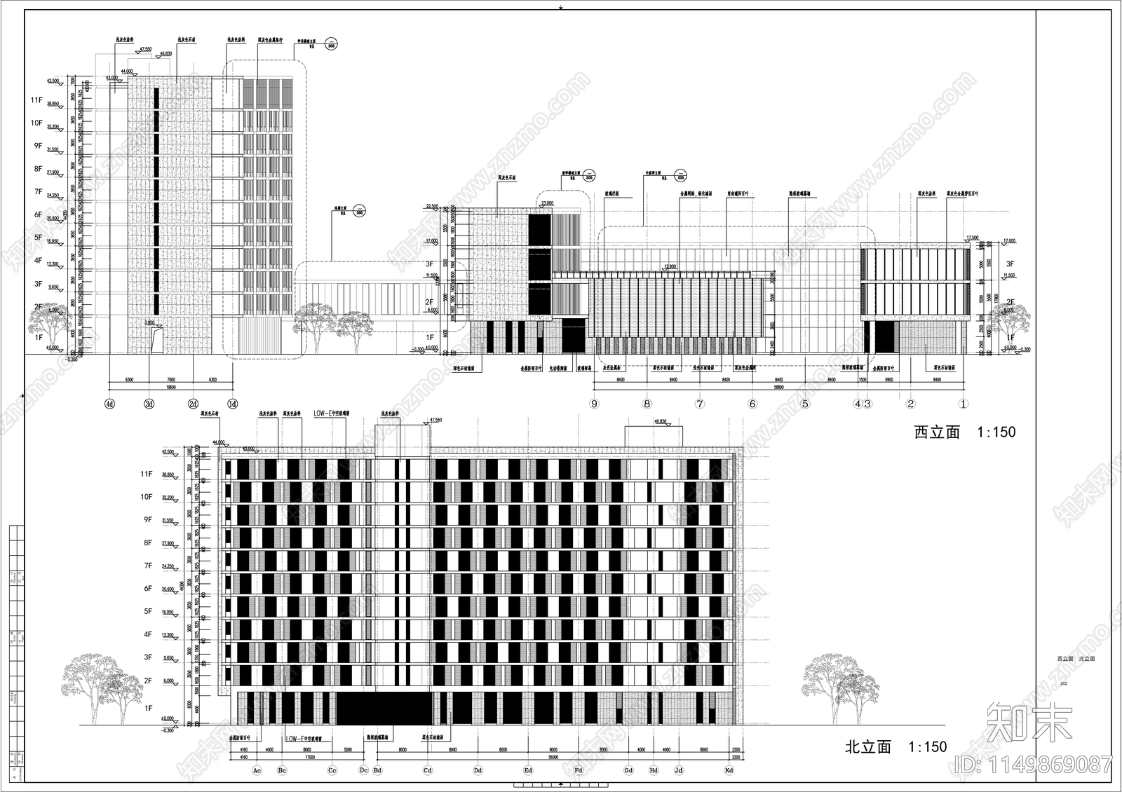 党校教学综合楼建筑图cad施工图下载【ID:1149869087】