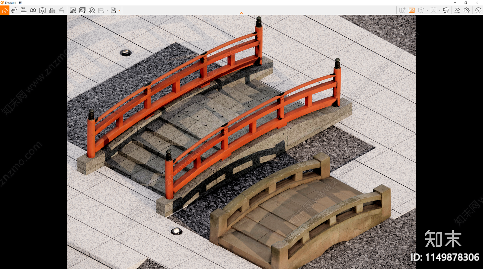 新中式景观桥SU模型下载【ID:1149878306】