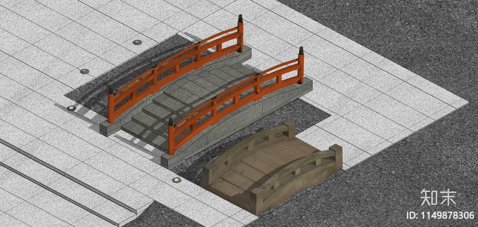 新中式景观桥SU模型下载【ID:1149878306】