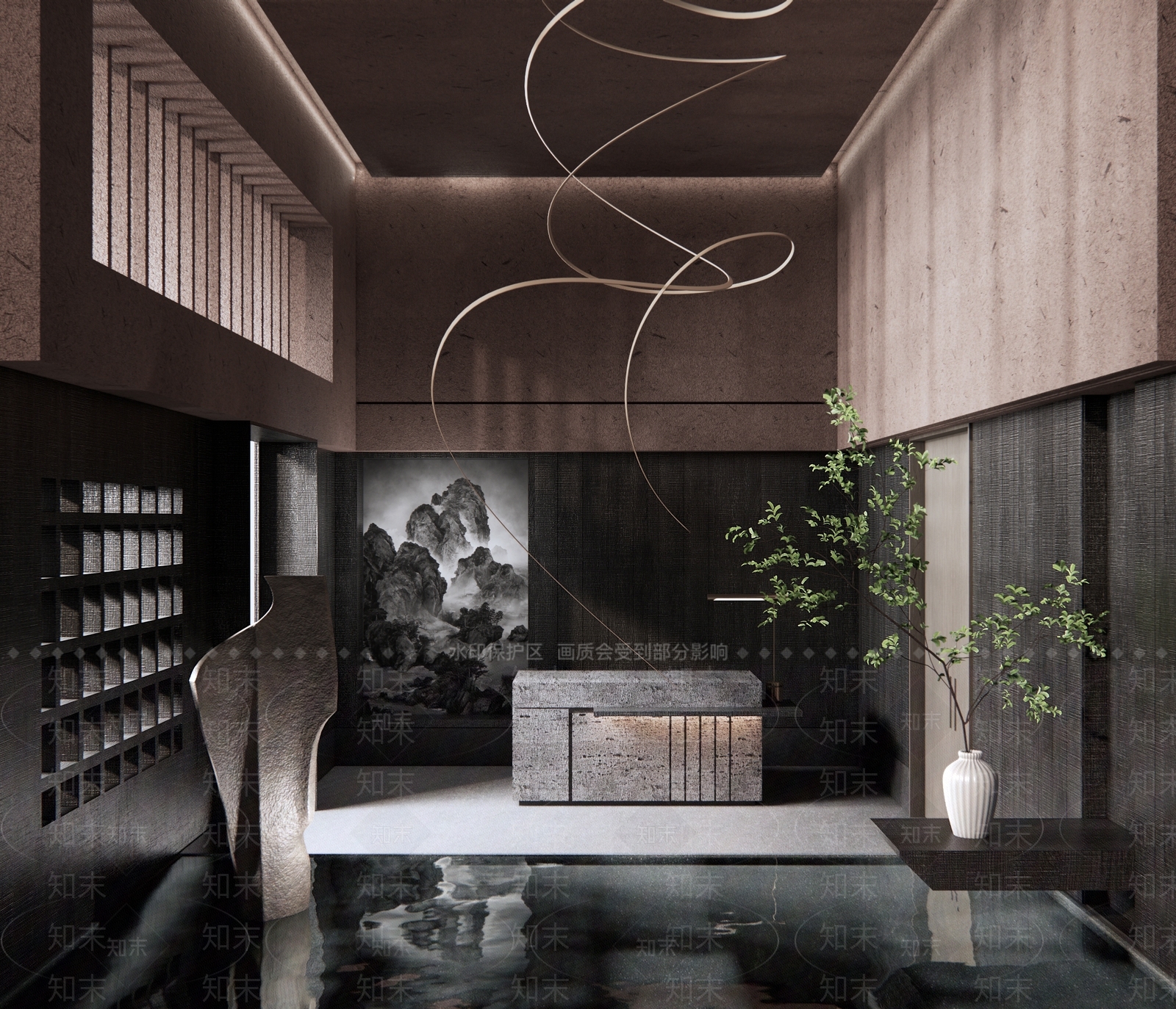 现代酒店大堂SU模型下载【ID:1149882038】