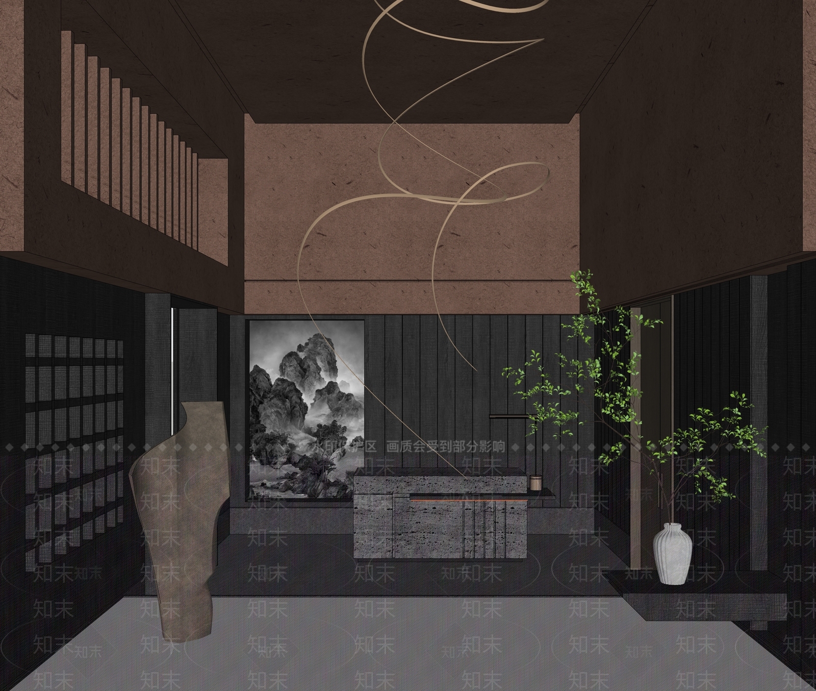 现代酒店大堂SU模型下载【ID:1149882038】