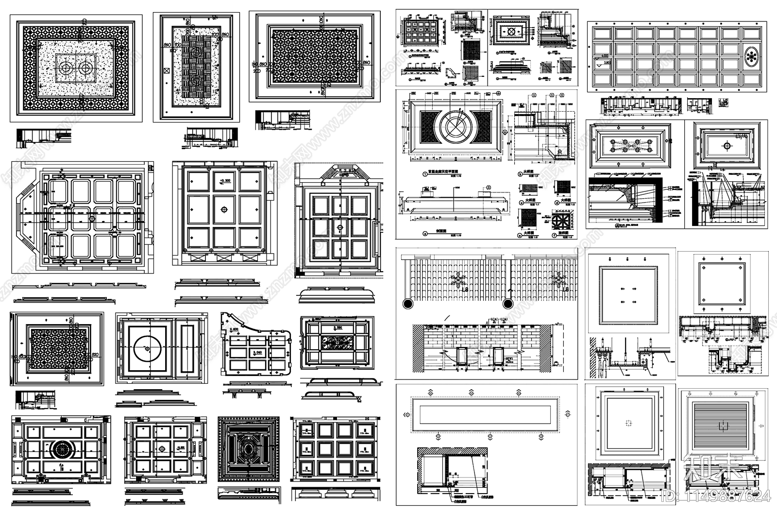 天花吊顶图库施工图下载【ID:1149887624】