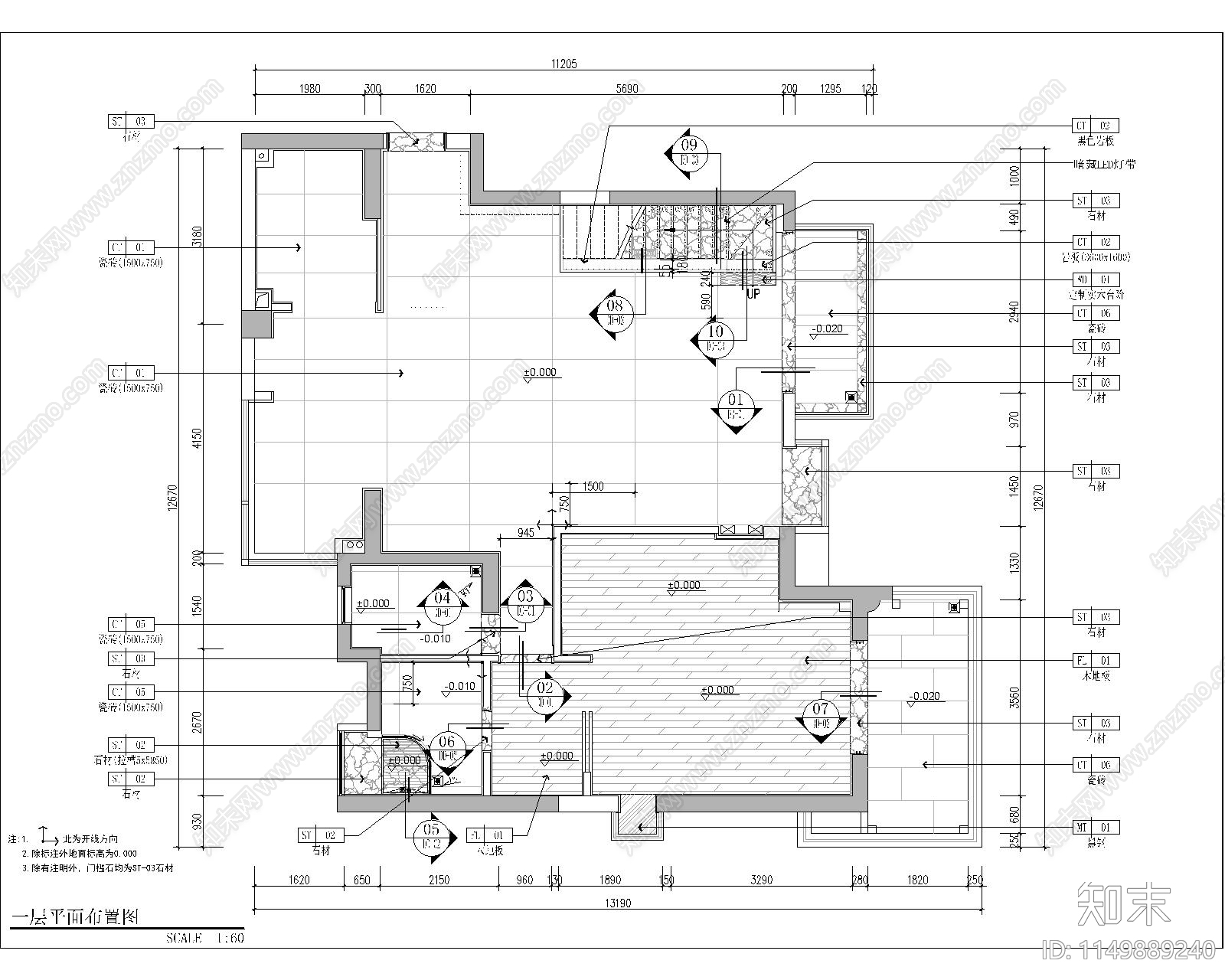 幸福海岸公寓室内cad施工图下载【ID:1149889240】